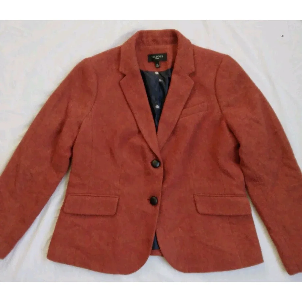 Talbots Blazer Jacket Rust Wool Blend Boho Preppy Women's Size 12P - Picture 4 of 13